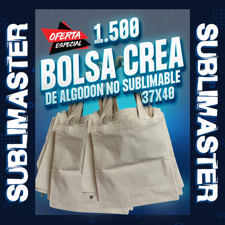Bolsa tela crea algodon no sublimable de 37x40 1