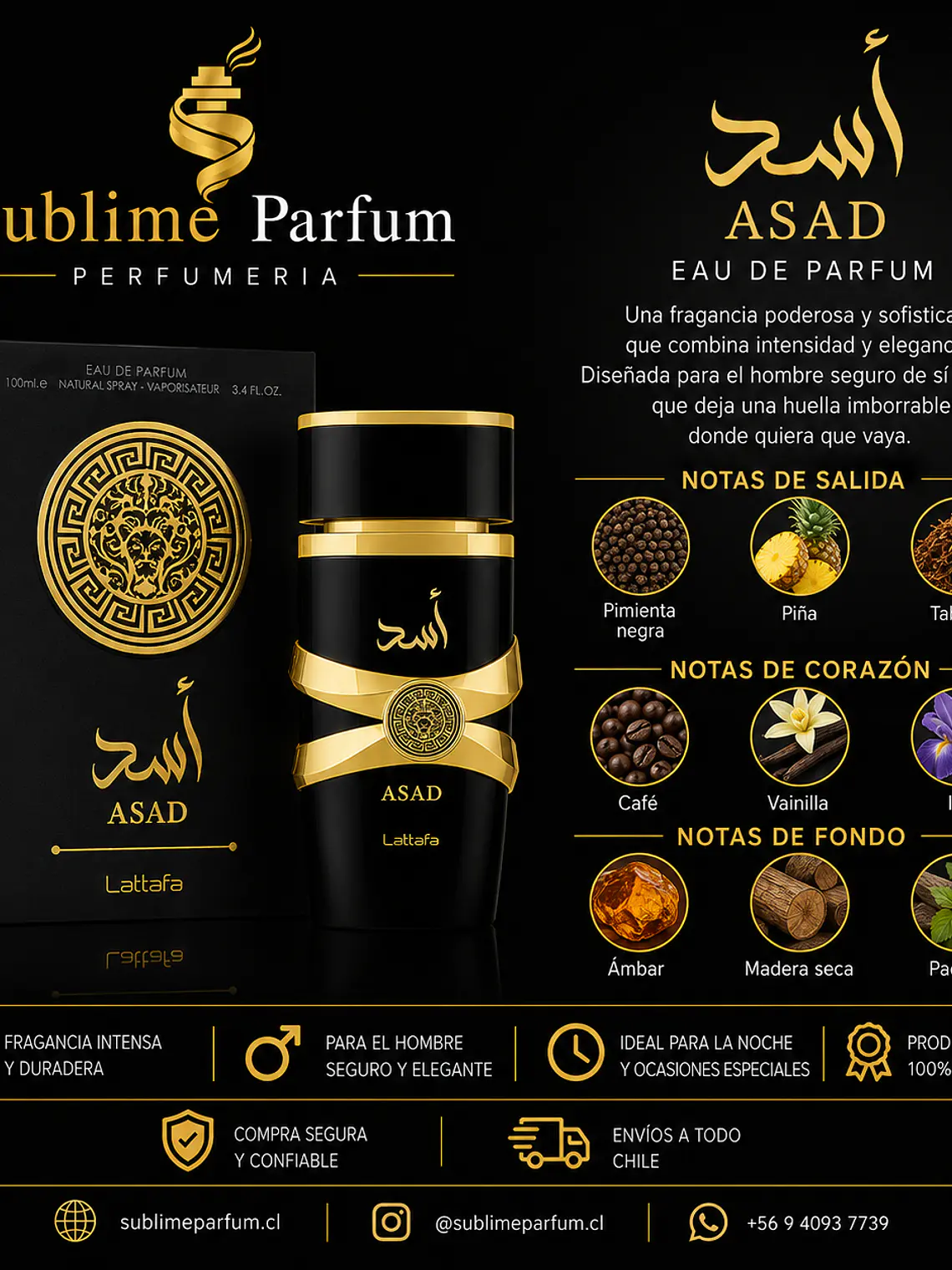 Lataffa Asad Edp 100 Ml Para Hombre 2