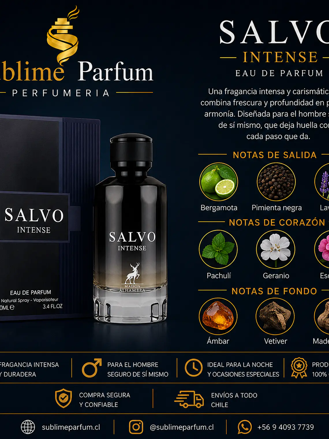 Maison Alhambra Salvo Intense Hombre 100 Ml Edp 2