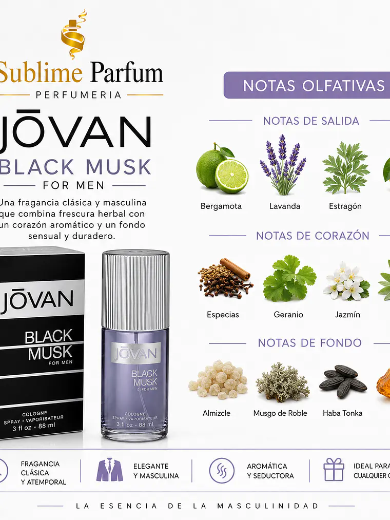 Colonia Jovan Musk Hombre Eau De Cologne 88 Ml Floral Amaderado 2