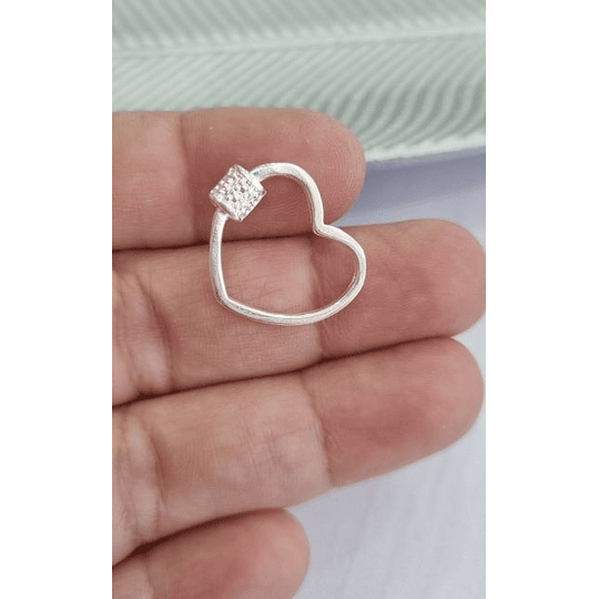 COLGANTE TIPO BROCHE CORAZÓN 18*20MM PLATA