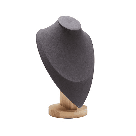 EXHIBIDOR CUELLO MADERA MEDIANO 24CM (NEGRO) 