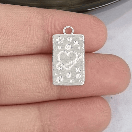 COLGANTE CORAZÓN UNIVERSO 20MM PLATA