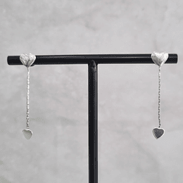 AROS MINI CORAZÓN CON CINTA PLATA