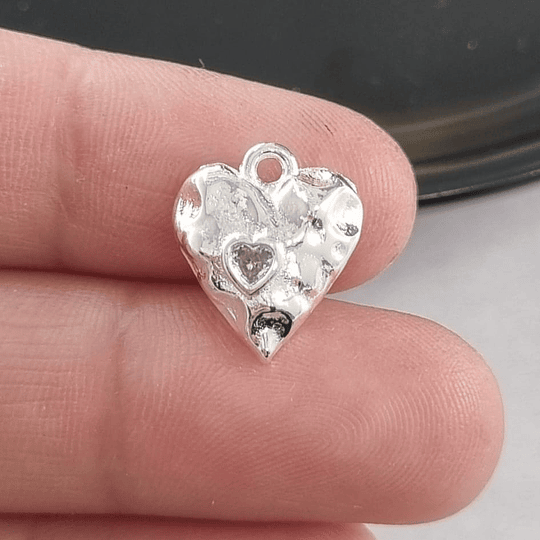 COLGANTE CORAZÓN CON CIRCÓN 15MM PLATA