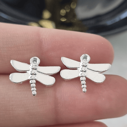 AROS LIBÉLULA CON CIRCÓN PLATA