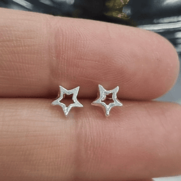 AROS MINI ESTRELLA CALADA PLATA