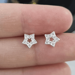 AROS ESTRELLA CIRCÓN CALADA BASE ALPACA ENCHAPE PLATA