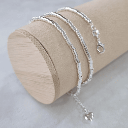 PULSERA/COLLAR MOSTACILLA TUBO 40CM PLATA