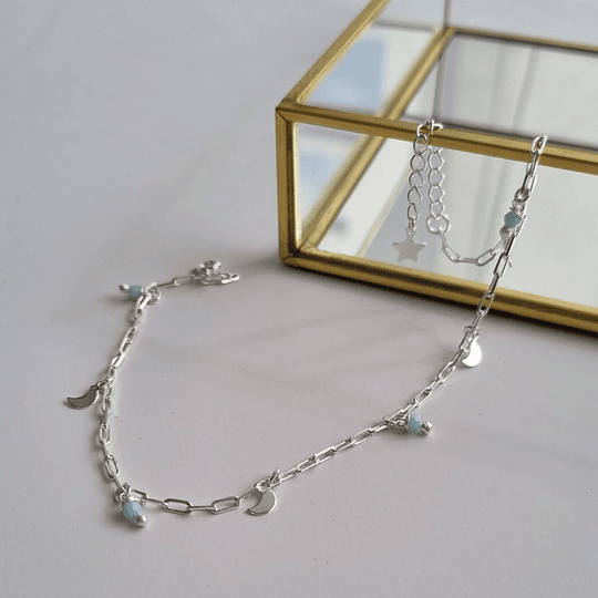 TOBILLERA CON LUNAS 24CM PLATA