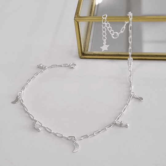 TOBILLERA CON LUNAS 24CM PLATA