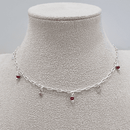 CHOKER CON ESTRELLAS + CRISTAL ROJO PLATA