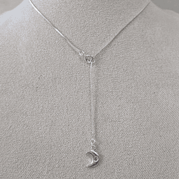 CADENA VENECIANA CON COLGANTE LUNA 40CM PLATA