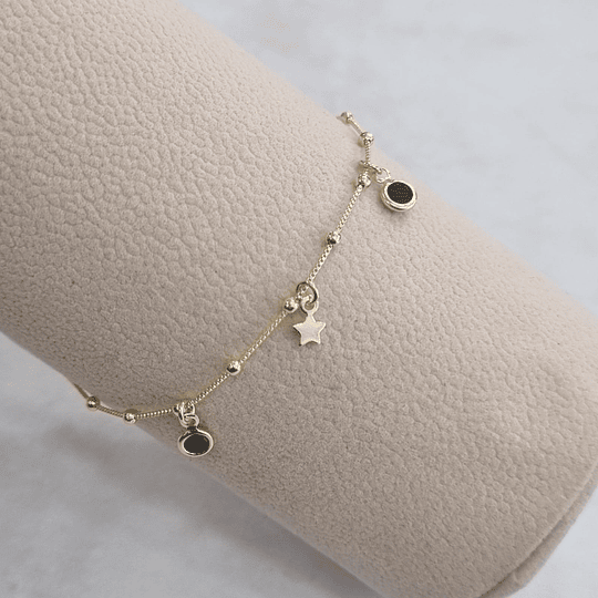 PULSERA VENECIANA FINA CON MINI COLGANTES ORO