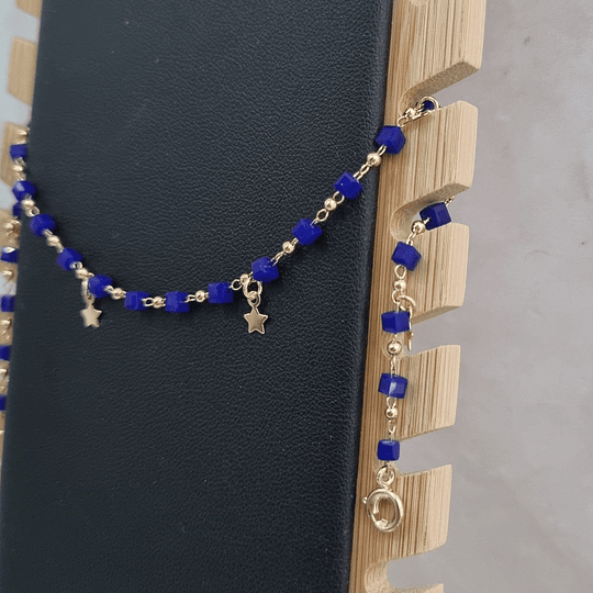 TOBILLERA DE MOSTACILLA AZUL, BAÑO DE ORO