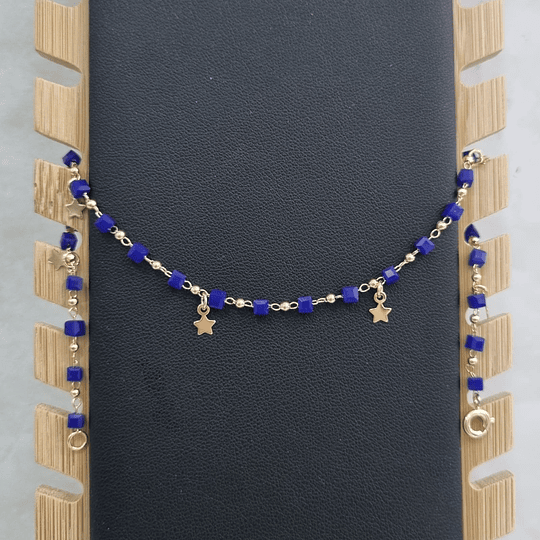 TOBILLERA DE MOSTACILLA AZUL, BAÑO DE ORO