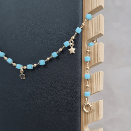 TOBILLERA DE MOSTACILLA CELESTE, BAÑO DE ORO