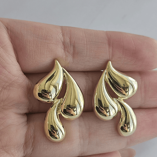 AROS TRIPLE GOTA HUECA ORO