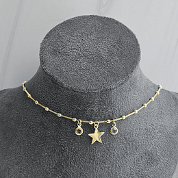 COLLAR ESTRELLA BOLITAS CRISTAL ENCH.ORO