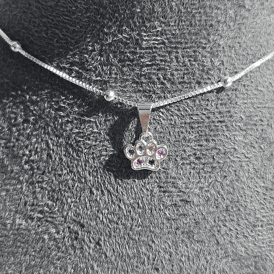 COLLAR MINI HUELLA MULTICOLOR ENCH.PLATA