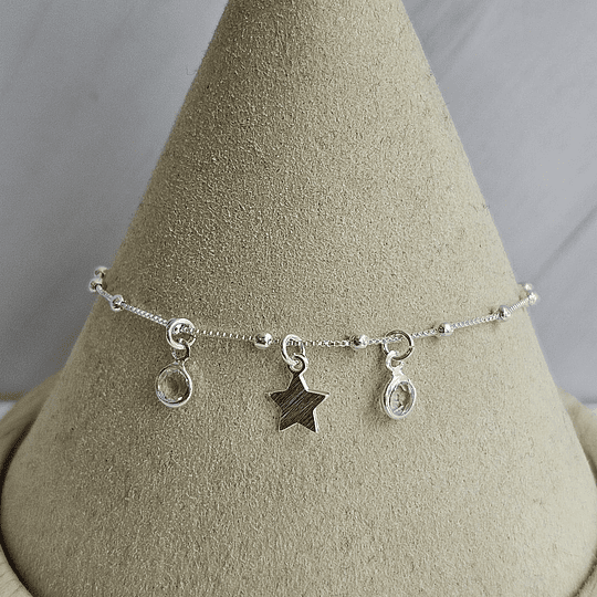 PULSERA ESTRELLA CRISTAL ENCH.PLATA