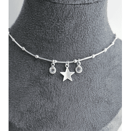 COLLAR ESTRELLA BOLITAS CRISTAL ENCH.PLATA
