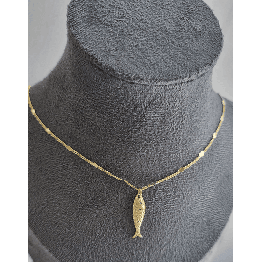 COLLAR CORAZONES + PEZ ENCH.ORO