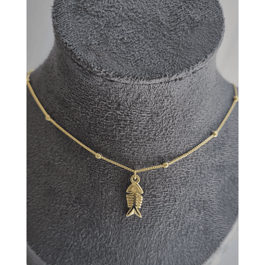 COLLAR MINI PEZ BOLITAS 40CM ENCH.ORO