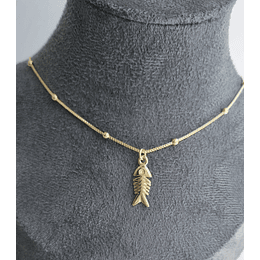 COLLAR MINI PEZ BOLITAS 40CM ENCH.ORO