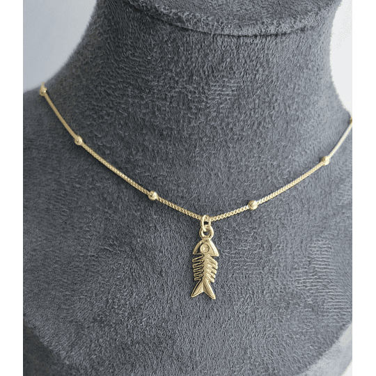 COLLAR MINI PEZ BOLITAS 40CM ENCH.ORO