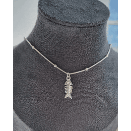 COLLAR MINI PEZ BOLITAS 40CM ENCH.PLATA