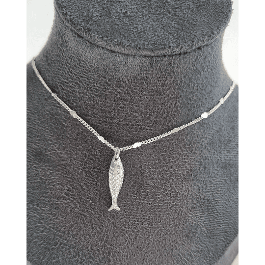 COLLAR CORAZONES + PEZ ENCH.PLATA