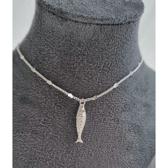 COLLAR CORAZONES + PEZ ENCH.PLATA