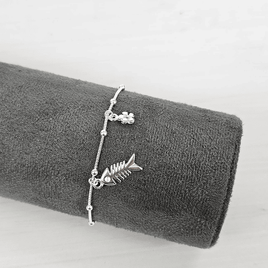 PULSERA PEZ FLOR 17CM ENCH.PLATA