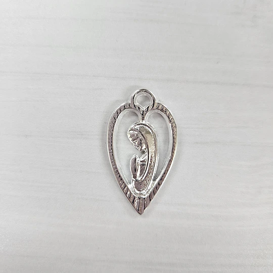 COLGANTE VIRGEN MARÍA CORAZÓN ENCH.PLATA 