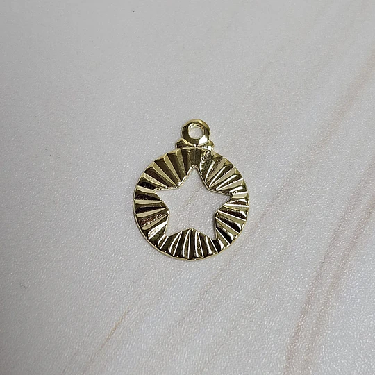 COLGANTE CIRCULAR ESTRELLA CALADA ENCH.ORO