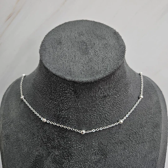 CADENA SIMPLE BOLITAS GRANDES ENCH.PLATA