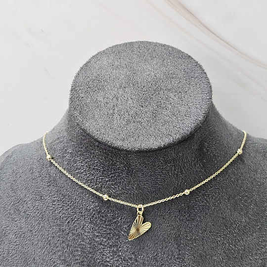 COLLAR CORAZÓN DESTELLO 45CM ENCH.ORO