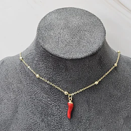 COLLAR AJÍ ROJO 45CM ENCH.ORO