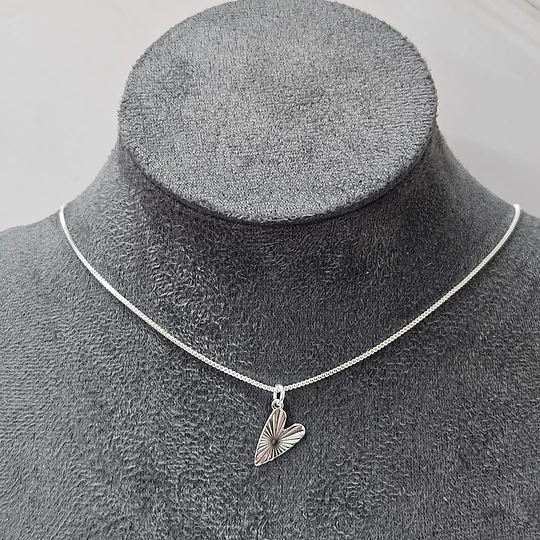 COLLAR CORAZÓN DESTELLO ENCH.PLATA