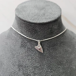 COLLAR CORAZÓN DESTELLO + CRISTAL ENCH.PLATA