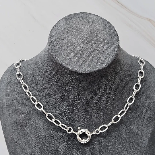 COLLAR CADENA OVALADA + TIMÓN 43-44CM ENCH.PLATA
