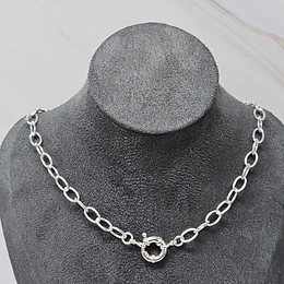 COLLAR CADENA OVALADA + TIMÓN 40CM ENCH.PLATA