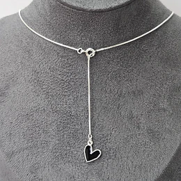 COLLAR Y CORAZÓN NEGRO ENCH.PLATA