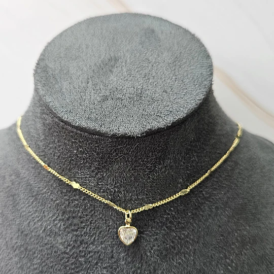 COLLAR CORAZÓN CIRCÓN 45CM ENCH.ORO