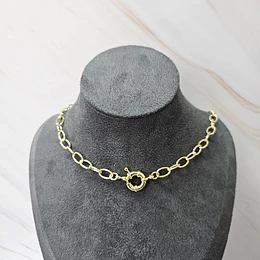 COLLAR CADENA OVALADA + TIMÓN 45CM ENCH.ORO