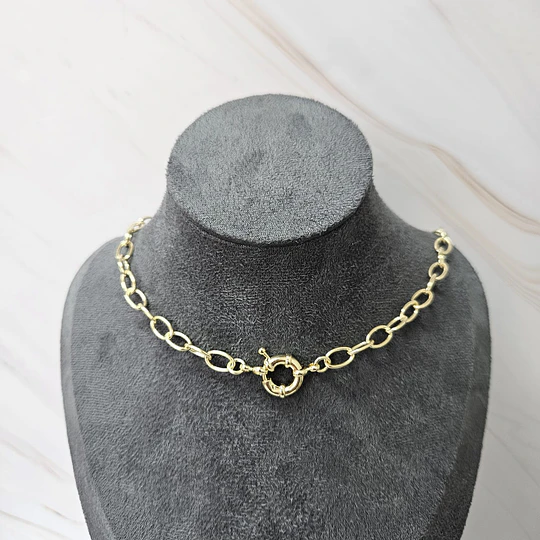 COLLAR CADENA OVALADA + TIMÓN 45CM ENCH.ORO