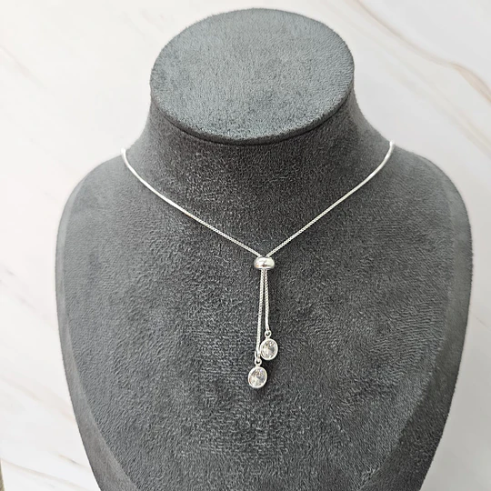 COLLAR AJUSTABLE DOBLE PUNTO DE LUZ ENCH.PLATA