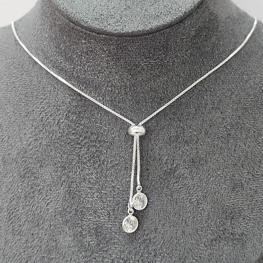 COLLAR AJUSTABLE DOBLE PUNTO DE LUZ ENCH.PLATA
