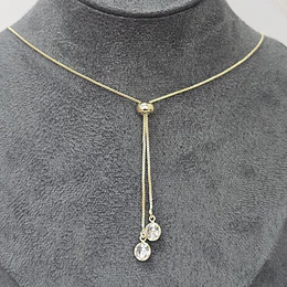 COLLAR AJUSTABLE DOBLE PUNTO DE LUZ ENCH.ORO